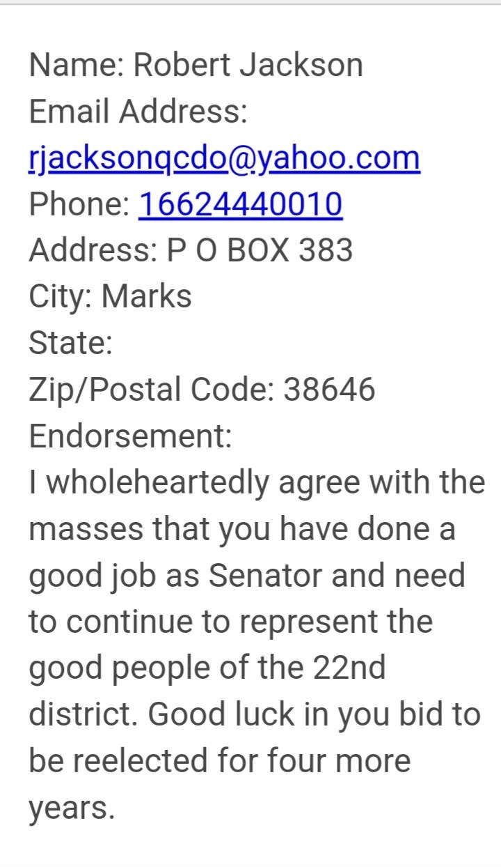 Joseph Thomas endorsement